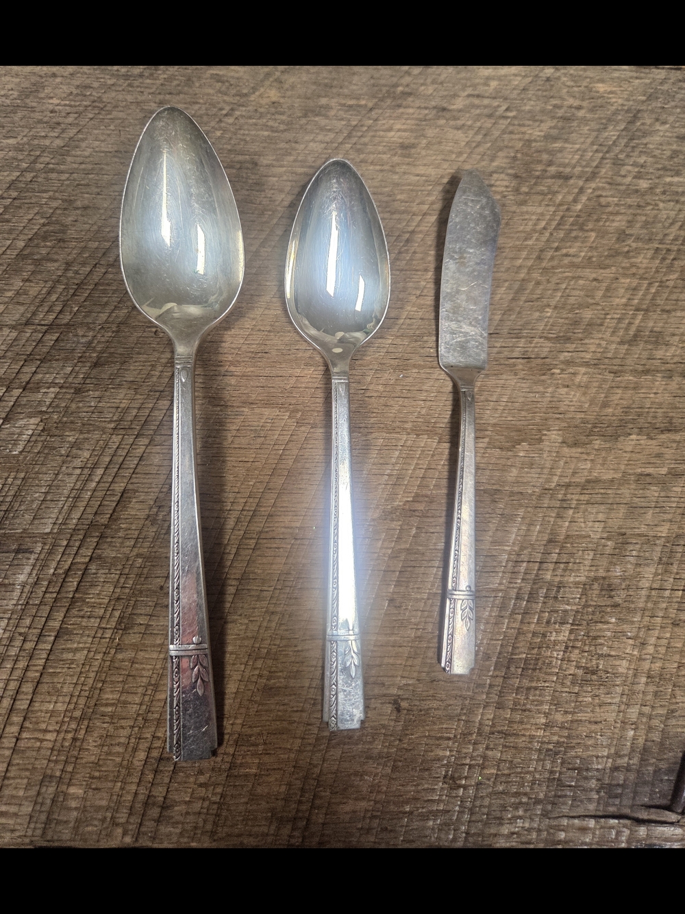 Vintage Oneida Grenoble 1 Serving Spoon,  1 Table Spoon & 1 Butter Knife  Bin RR